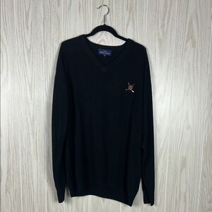 Vintage Polo Cashmere Ralph Lauren Men's Black Long Sleeve Golf Logo Sweater, XL
